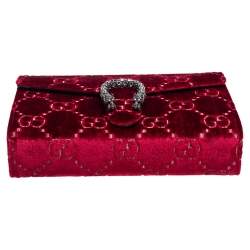 Pre Owned محفظة بسلسلة غوتشي ميني ديانيسوس قطيفة جي جي أحمر