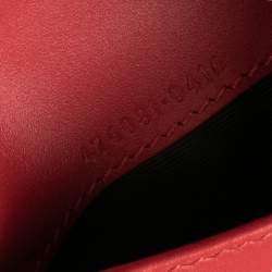 Gucci Red Leather Sylvie Trifold Compact Wallet