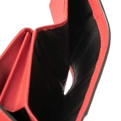 Gucci Red Leather Sylvie Trifold Compact Wallet