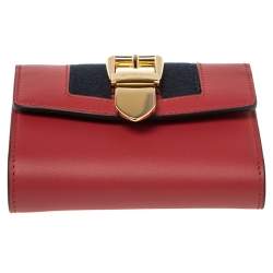 Gucci Red Leather Sylvie Trifold Compact Wallet