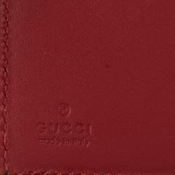 Gucci Red Leather Sylvie Trifold Compact Wallet