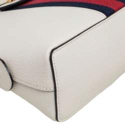 Pre Owned Gucci White Leather Small Ophidia Shoulder Bag