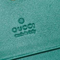 Pre Owned Gucci Green Matelassé Leather GG Marmont Card Case