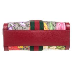 Pre Owned Gucci Multicolor GG Supreme Flora Canvas and Leather Small Ophidia Tote