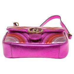 Pre Owned حقيبة كتف غوتشي مارمونت جلد متعدد الألوان ميتاليك مزينة جي جي 