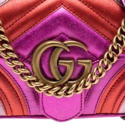 Pre Owned حقيبة كتف غوتشي مارمونت جلد متعدد الألوان ميتاليك مزينة جي جي 