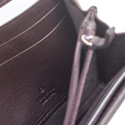 Pre Owned محفظة طويلة غوتشي قلاب غوتشيسيما مايكرو جلد بني