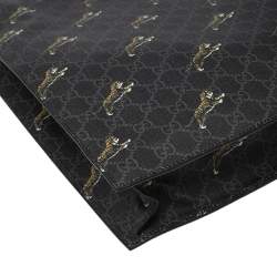 Pre Owned Gucci Grey/Black GG Supreme Canvas Tiger Printed Tote