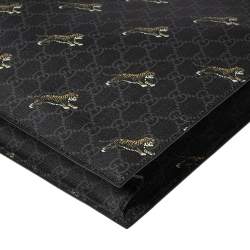 Pre Owned Gucci Grey/Black GG Supreme Canvas Tiger Printed Tote