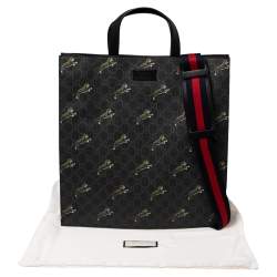 Pre Owned Gucci Grey/Black GG Supreme Canvas Tiger Printed Tote