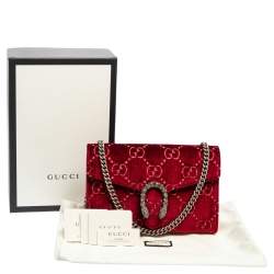 مملوكة مسبقًا Gucci Red GG Velvet Mini Dionysus Wallet On Chain