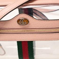 Pre Owned Gucci Pink PVC and Leather Mini Ophidia Transparent Shoulder Bbag