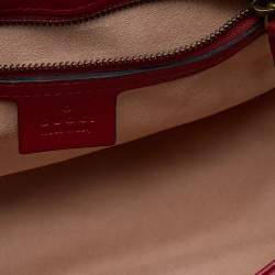 Pre Owned Gucci Black/Burgundy Quilted Leather GG Marmont Top Handle Bag