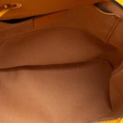 Pre Owned Gucci Mustard GG Supreme Canvas and Leather Small Ophidia Floral Bucket Bag