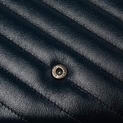 Gucci Navy Blue Diagonal Quilt Leather GG Marmont Torchon Wallet on Chain