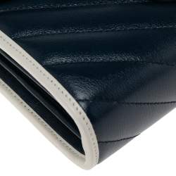 Gucci Navy Blue Diagonal Quilt Leather GG Marmont Torchon Wallet on Chain