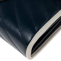 Gucci Navy Blue Diagonal Quilt Leather GG Marmont Torchon Wallet on Chain