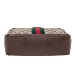 Pre Owned Gucci Brown/Beige GG Supreme Canvas and Leather Small Ophidia Square Top Handle Bag