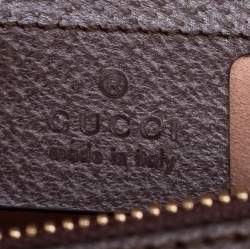 Pre Owned Gucci Brown/Beige GG Supreme Canvas and Leather Small Ophidia Square Top Handle Bag