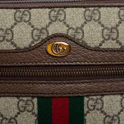 Pre Owned Gucci Beige/Brown GG Supreme Canvas and Leather Ophidia Crossbody Bag