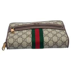Pre Owned Gucci Beige/Brown GG Supreme Canvas and Leather Ophidia Crossbody Bag