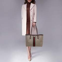 Pre Owned Gucci Beige/Ebony GG Supreme Canvas Medium Ophidia Tote