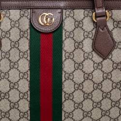 Pre Owned Gucci Beige/Ebony GG Supreme Canvas Medium Ophidia Tote