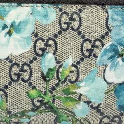 مملوكة مسبقًا حافظة بطاقات غوتشي سحاب محيط مزهر كانفاس سوبريم جي جي  أزرق