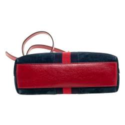 Pre Owned Gucci Navy Blue/Red Suede and Leather Small Ophidia Shoulder Bag