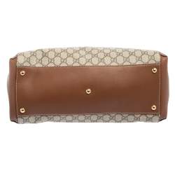 Pre Owned Gucci Beige/Brown GG Supreme Canvas And Leather Top Handle Bag