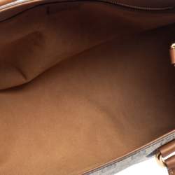 Pre Owned Gucci Beige/Brown GG Supreme Canvas And Leather Top Handle Bag