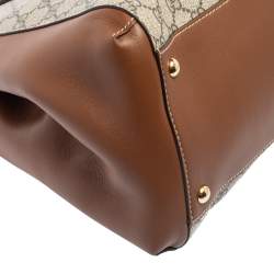 Pre Owned Gucci Beige/Brown GG Supreme Canvas And Leather Top Handle Bag