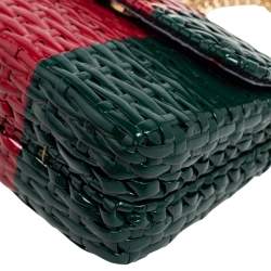 مملوكة مسبقًا حقيبة كتف غوتشي لينيا كيستينو جلد لامع أحمر لامع/ أخضر