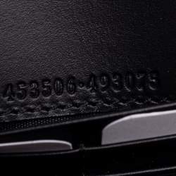 Pre Owned محفظة كونتينينتال غوتشي جلد غوتشيسيما سوداء بقفل وسلسلة