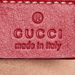Pre Owned Gucci Red Matelassé Leather GG Marmont Belt Bag 
