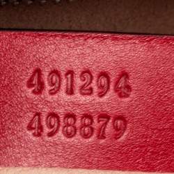 Pre Owned Gucci Red Matelassé Leather GG Marmont Belt Bag 