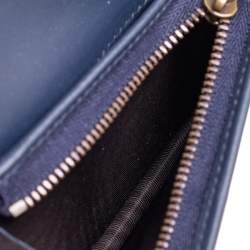 Pre Owned حامل بطاقة غوتشي دنيم ماتيلاس أزرق مارمونت جي جي مزين لؤلؤ