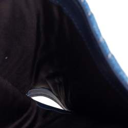 Pre Owned حامل بطاقة غوتشي دنيم ماتيلاس أزرق مارمونت جي جي مزين لؤلؤ