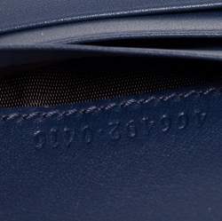 Pre Owned حامل بطاقة غوتشي دنيم ماتيلاس أزرق مارمونت جي جي مزين لؤلؤ