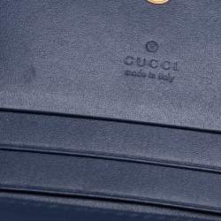 Pre Owned حامل بطاقة غوتشي دنيم ماتيلاس أزرق مارمونت جي جي مزين لؤلؤ