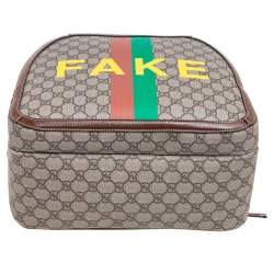 Pre Owned Gucci Beige/Ebony GG Supreme Canvas and Leather Not Fake Backpack