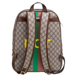 Pre Owned Gucci Beige/Ebony GG Supreme Canvas and Leather Not Fake Backpack