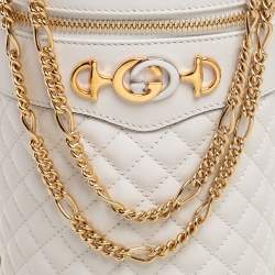 Pre Owned Gucci Off Whie Leather Trapuntata Crossbody Bag