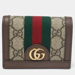 Gucci Beige/Brown GG Supreme Canvas and Leather Ophidia Web Compact Wallet