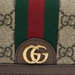 Gucci Beige/Brown GG Supreme Canvas and Leather Ophidia Web Compact Wallet