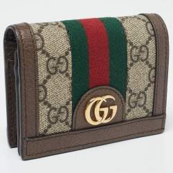 Gucci Beige/Brown GG Supreme Canvas and Leather Ophidia Web Compact Wallet