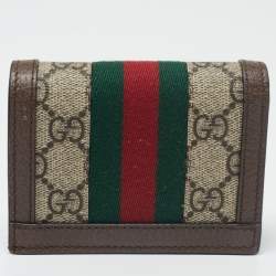 Gucci Beige/Brown GG Supreme Canvas and Leather Ophidia Web Compact Wallet