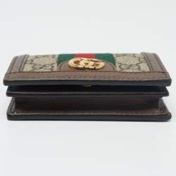 Gucci Beige/Brown GG Supreme Canvas and Leather Ophidia Web Compact Wallet