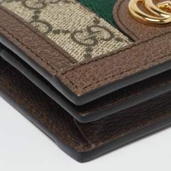 Gucci Beige/Brown GG Supreme Canvas and Leather Ophidia Web Compact Wallet