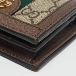 Gucci Beige/Brown GG Supreme Canvas and Leather Ophidia Web Compact Wallet